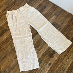 Lightweight Cream Linen Wide-Leg Pants